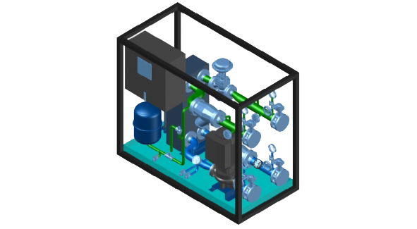 Grafik DC Hex Hydraulikmodul für Hochleistungs-Rechenzentren der Center Competence von AKQUINET